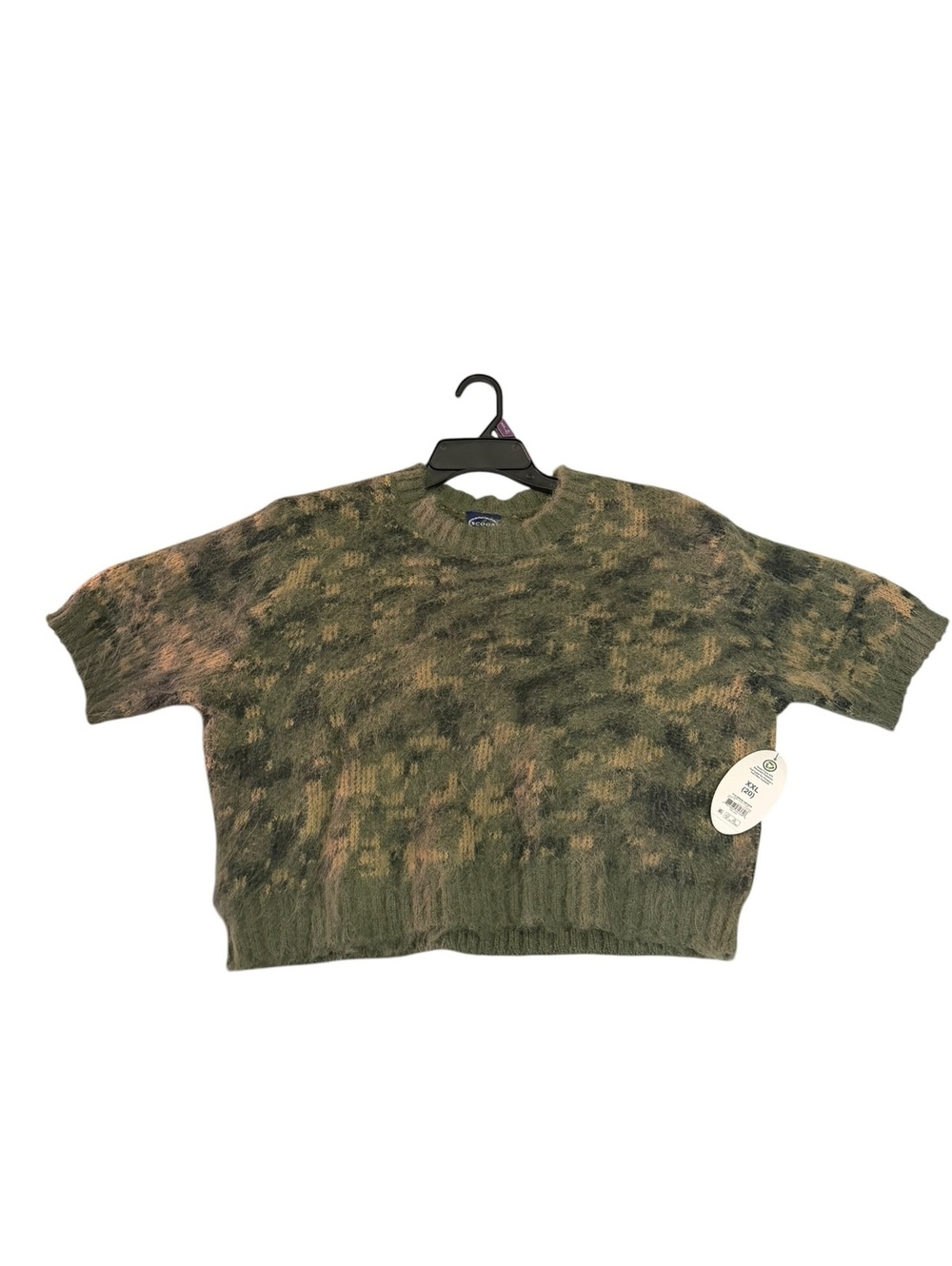 Scoop Women’s Sz XXL Herbal Olive Camo Fluffy Cropped Top